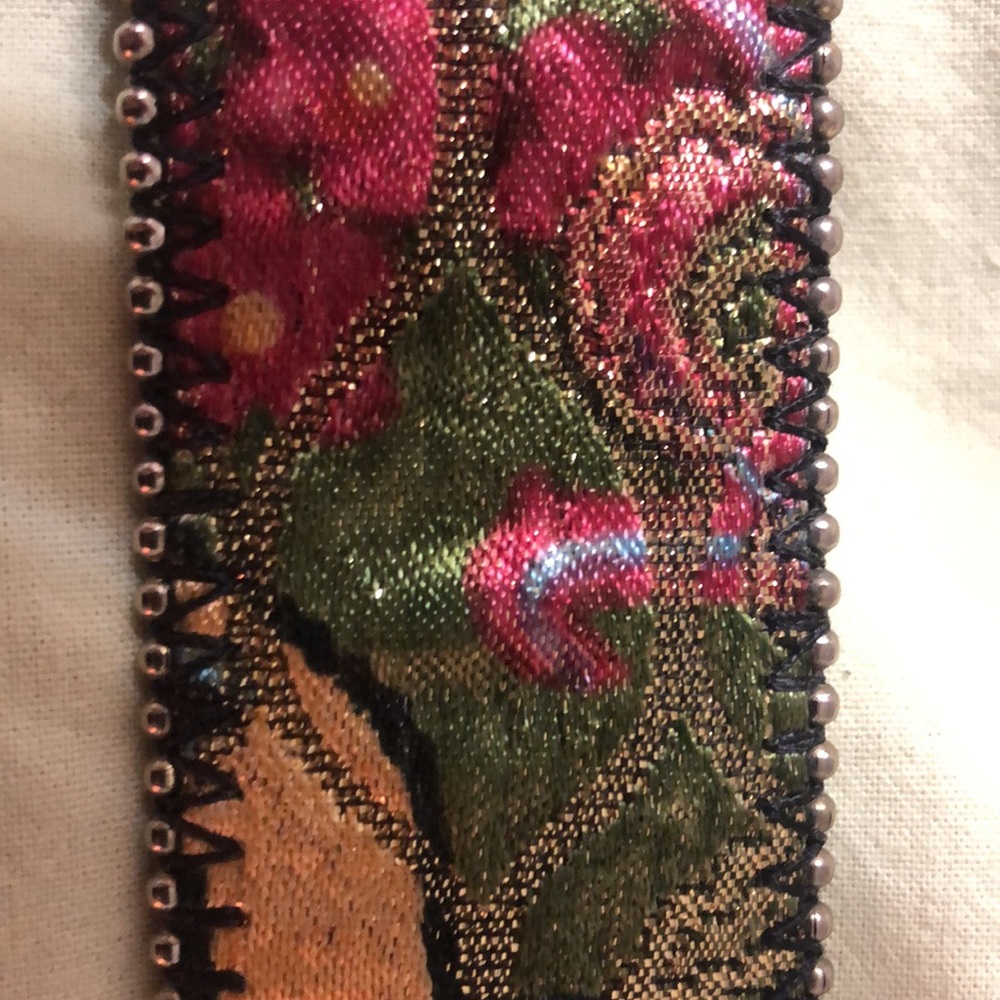 Tapestry belt, multicolored, gold belt, buckle size medium large
